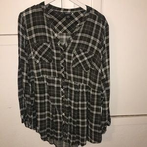 Dark green Plaid Blouse - Torrid